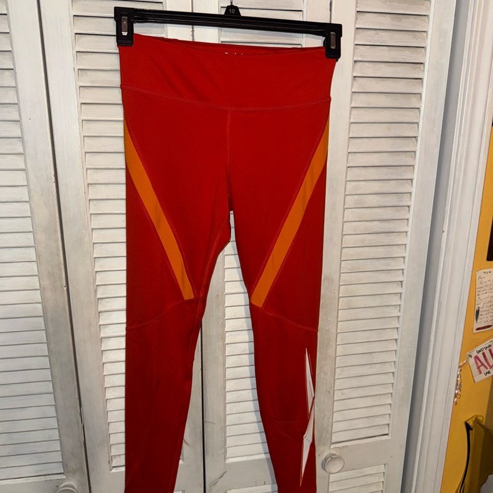 Reebok Red Leggings with Orange Accent